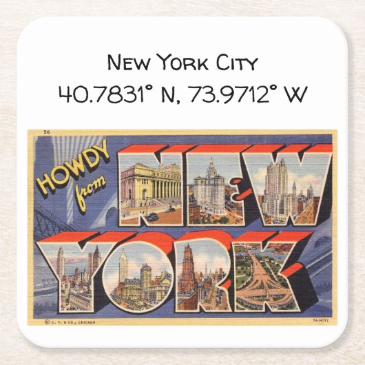 New York City Map Coordinates  Style Kartonnen Onderzetters (Voorkant)