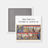 New York City Map Coordinates  Style Magneet (Voorkant / Achterkant)