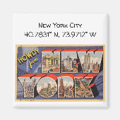 New York City Map Coordinates Style Magneet (Voorkant)
