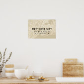 New York City Map Custom Coordinates | Beige Poster (Keuken)