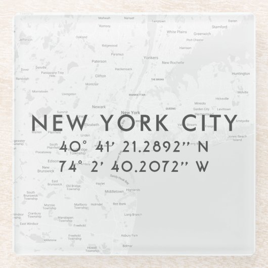 New York City Map Custom Coordinates Glazen Onderzetter (Voorkant)