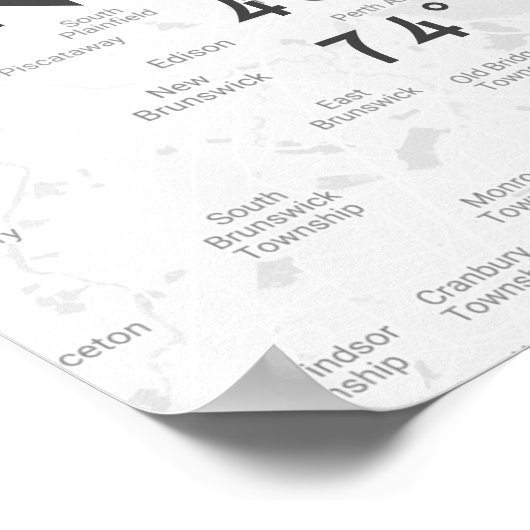 New York City Map Custom Coordinates | Light Gray Poster (Hoek)