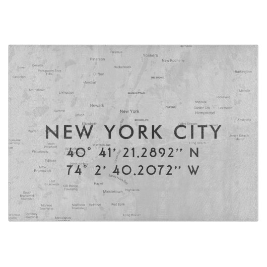 New York City Map Custom Coordinates Snijplank (Voorkant)