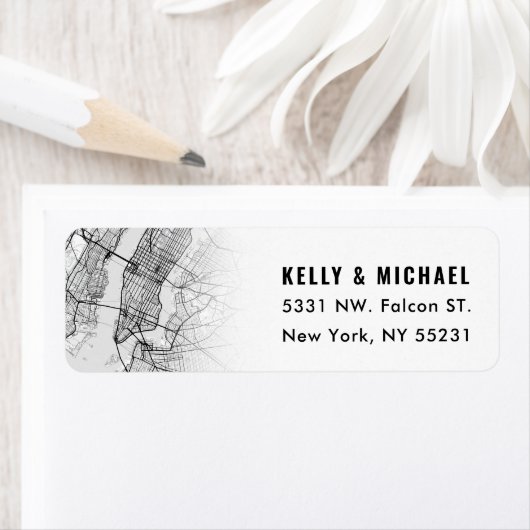 New York City Map Gepland | Retourlabel Etiket (Insitu)