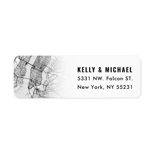New York City Map Gepland | Retourlabel Etiket (Voorkant)