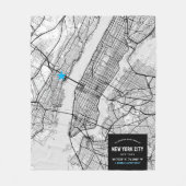New York City Map + Mark Your Location Fleece Deken (Voorkant)