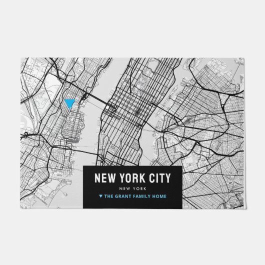 New York City Map + Markeren naar je thuislocatie Deurmat (Voorkant)