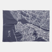 New York City Map | NYC | Navy Blue Theedoek (Horizontaal)