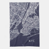 New York City Map | NYC | Navy Blue Theedoek (Verticaal)