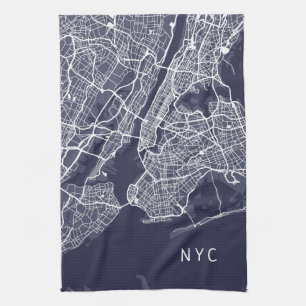 New York City Map   NYC   Navy Blue Theedoek