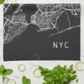 New York City Map | NYC | Zwart-wit Theedoek (Gevouwen)