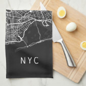 New York City Map | NYC | Zwart-wit Theedoek (Quarter Fold)