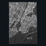 New York City Map | NYC | Zwart-wit Theedoek<br><div class="desc">De moderne keukenhanddoek is voorzien van een coole New York City-kaart in een zwart-wit kleurenpalet, met "NYC" voorgesteld in een stijlvolle stadstipografie, rechts in de rechterbenedenhoek. De inwoners van New York City zullen deze handdoek waarderen met zijn coole stedelijke flare. Of je nu uit Manhattan, Brooklyn, Queens, The Bronx of...</div>