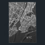 New York City Map | NYC | Zwart-wit Theedoek<br><div class="desc">De moderne keukenhanddoek is voorzien van een coole New York City-kaart in een zwart-wit kleurenpalet, met "NYC" voorgesteld in een stijlvolle stadstipografie, rechts in de rechterbenedenhoek. De inwoners van New York City zullen deze handdoek waarderen met zijn coole stedelijke flare. Of je nu uit Manhattan, Brooklyn, Queens, The Bronx of...</div>