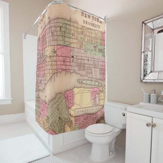  New York City Map Shower Curtain Douchegordijn (In situ)