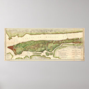 New York City Map tijdens Revolutionaire Kaart 187 Poster