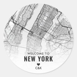 New York City Map | Welkom bruiloft Ronde Sticker