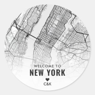 New York City Map   Welkom bruiloft Ronde Sticker