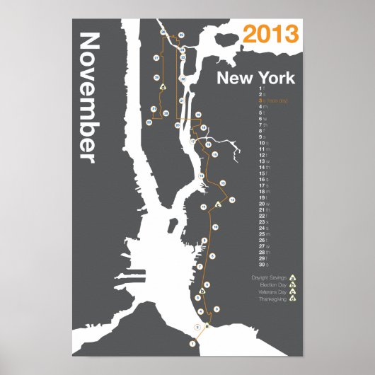 New York City Marathon Map Poster (Voorkant)