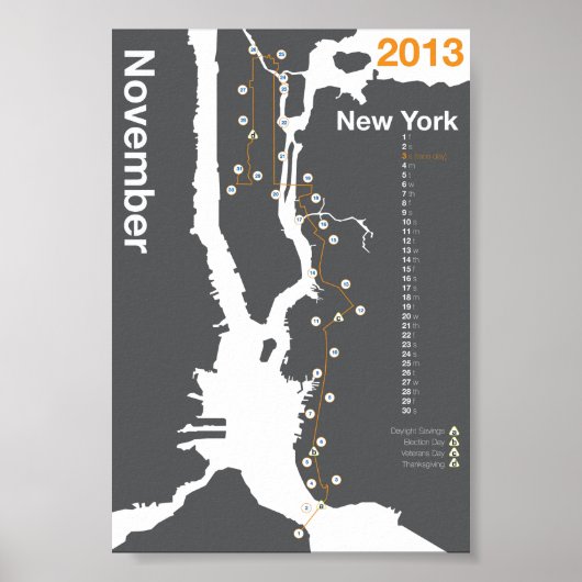 New York City Marathon Map Poster (Voorkant)