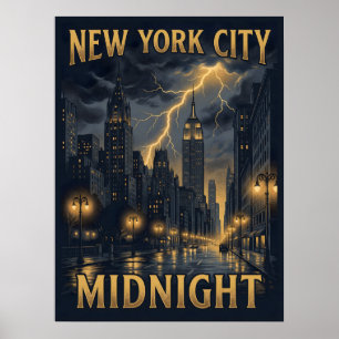 New York City Middernacht Gothische Reis Poster