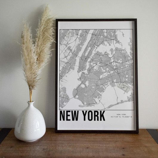 New York City Minimalist Map Art Poster