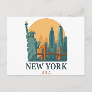 New York City Minimalistische Vintage Reisposter  Briefkaart