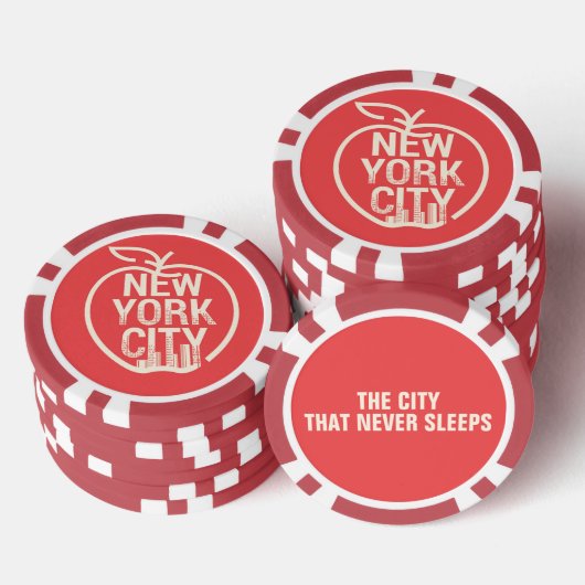 New York City Modern Big Apple Red Poker Chips (Opstapeling)