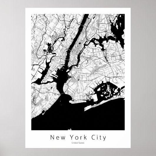 New York City Modern Minimal City Map Poster (Voorkant)