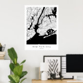 New York City Modern Minimal City Map Poster (Thuiskantoor)