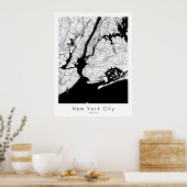 New York City Modern Minimal City Map Poster (Keuken)