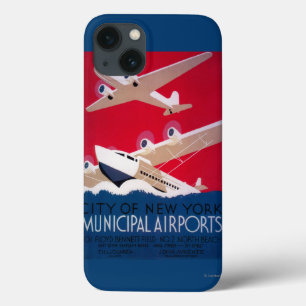 New York City Municipal Airport Vintage Poster iPhone 13 Hoesje
