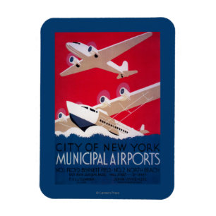 New York City Municipal Airport Vintage Poster Magneet
