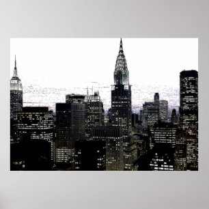 New York City Nachtkunstwerk Poster