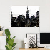 New York City Nachtkunstwerk Poster (Thuiskantoor)