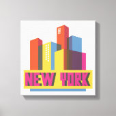 New York City | Neon Skyline Canvas Afdruk (Voorkant)