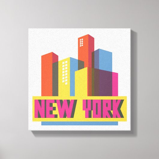 New York City | Neon Skyline Canvas Afdruk (Voorkant)