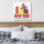 New York City | Neon Skyline Canvas Afdruk (Insitu (Slaapkamer))