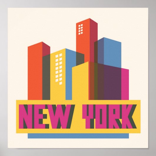 New York City | Neon Skyline Poster (Voorkant)