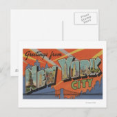 New York City, New York - grote letterscènes Briefkaart (Voorkant / Achterkant)