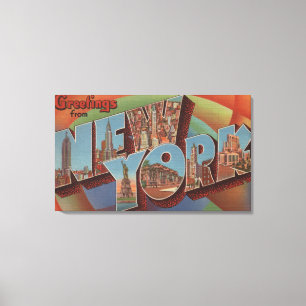 New York City, New York - grote letterscènes Canvas Afdruk