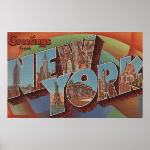 New York City, New York - grote letterscènes Poster
