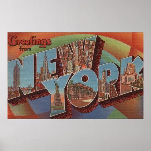 New York City, New York - grote letterscènes Poster (Voorkant)