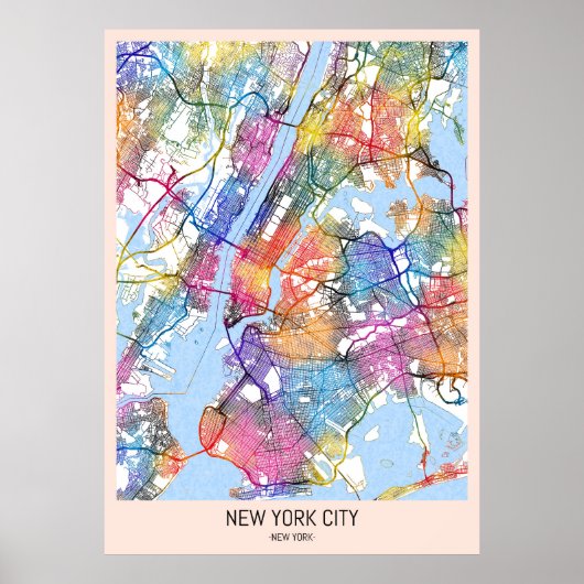 New York City New York Kaart Poster (Voorkant)