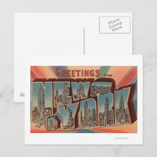 New York City, New York - Large Letter Scenes 2 Briefkaart (Voorkant / Achterkant)