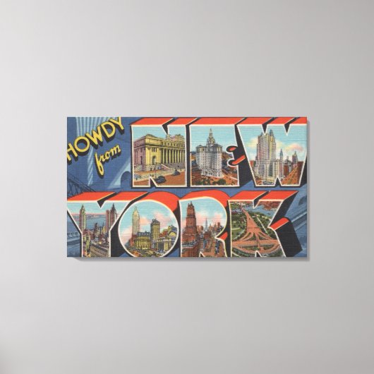 New York City, New York - Large Letter Scenes 2 Canvas Afdruk (Voorkant)