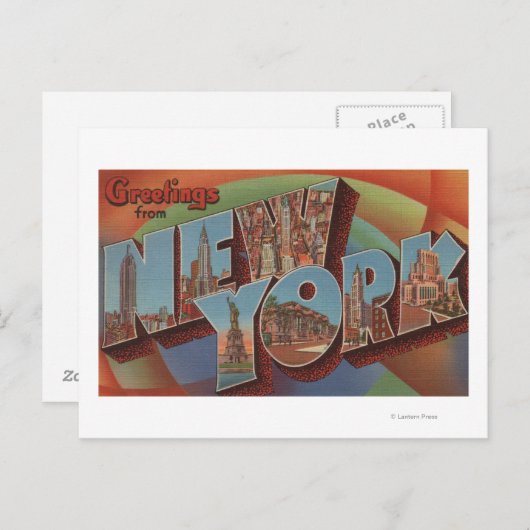 New York City, New York - Large Letter Scenes 3 Briefkaart (Voorkant / Achterkant)