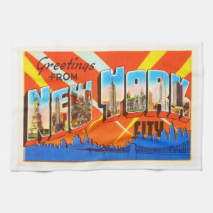 New York City New York NY Vintage Travel Souvenir Theedoek