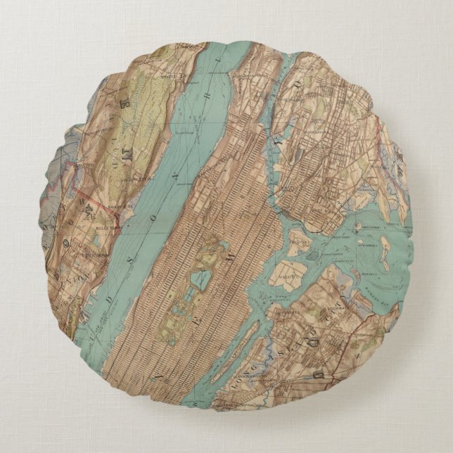 New York City, New York Rond Kussen (Voorkant)