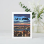 New York City New York Skyline Buildings Night Sky Briefkaart (Staand voorkant)